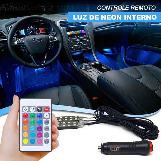 Imagem de Barra Led Neon RGB Interno Crossfox 2016 2017 2018 2019 2020 Luz Interna Controle Tunning Automotivo Carro Barato
