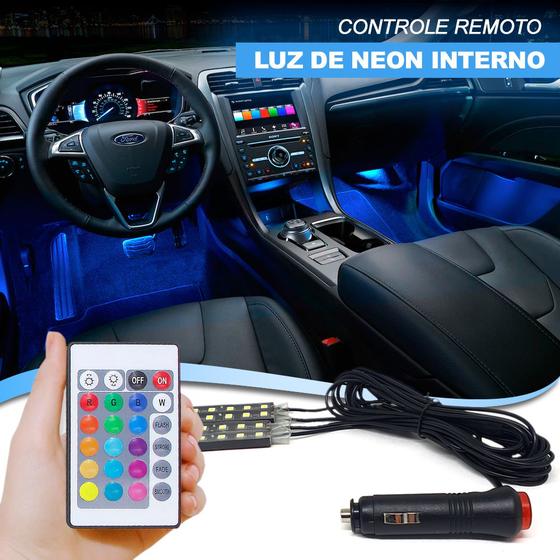 Imagem de Barra Led Neon RGB Interno Montana 2015 2016 2017 2018 2019 2020 Luz Interna Controle Tunning Automotivo Carro Barato