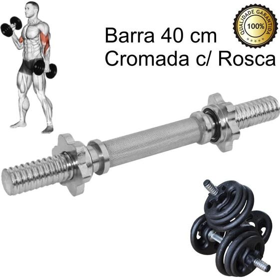 Imagem de Barra Maciça Halter 40Cm Cromada Com Rosca Unidade
