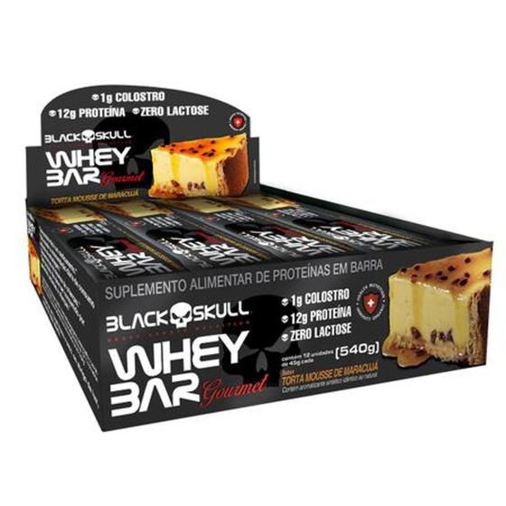 Imagem de Barra Protéica Whey Bar Gourmet Black Skull Display c/ 12 Unidades