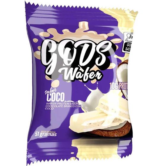 Imagem de Barra Wafer Proteica Gods, 6 Unid. 51g, Coco, Zero Açúcar