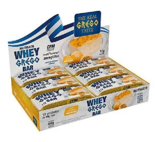 Imagem de Barra Whey Grego Musse Maracujá Nutrata - Display 12 Unid