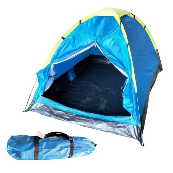 Imagem de Barraca Camping Para 3 Pessoas Importway Com Cobertura Mosquiteiro Porta Dupla Bolsa de Transporte Resistente Azul