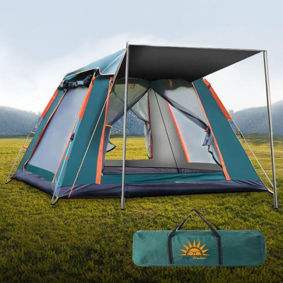 Imagem de Barraca de Acampamento até 4 Pessoas A Prova Dagua AntiMosquito Gazebo Varanda Abertura Rápida Camping Expansão Automática 