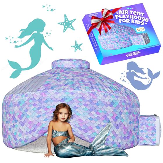 Imagem de Barraca de ar inflável Skywin Fort para crianças Playhouse Mermaid