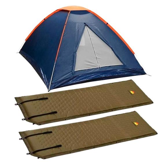 Imagem de Barraca de Camping Panda NTK 2 pessoas e coluna d'água de 600mm + 2x Colchonetes Auto-Infláveis Isolates Térmicos Verde