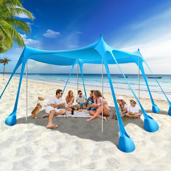 Imagem de Barraca de praia Rhino Valley Sun Shelter UPF50+ com sacos de areia