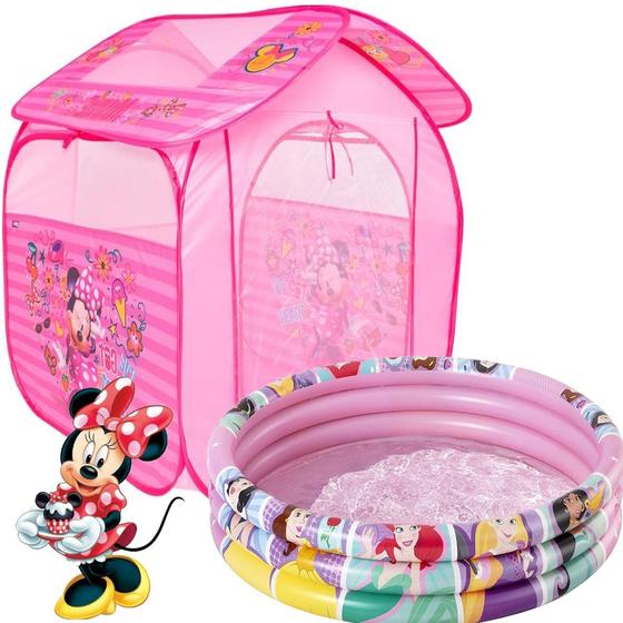 Imagem de Barraca Infantil Toca Minnie Casa Rosa Cabana Casinha Menina Dobrável Piscina 140 Litros P14