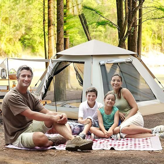 Imagem de Barraca para Camping Impermeável Anti-Mosquito Abertura Rápida Expansão Teto Removível Automática até 4 Pessoas