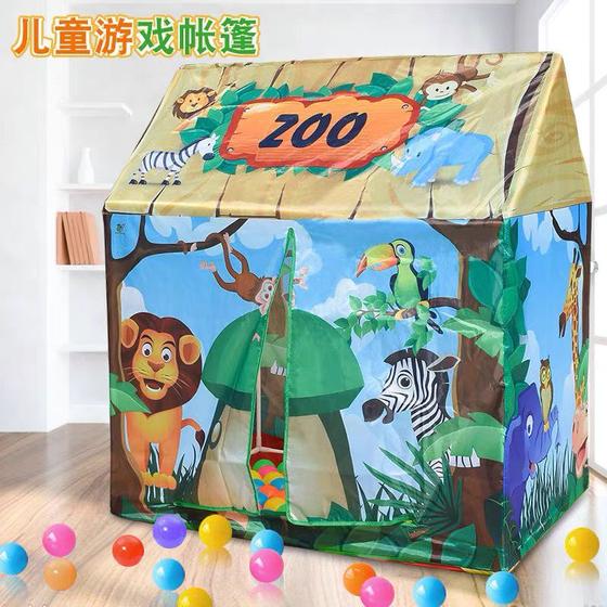 Imagem de Barraca Tenda para crianças ao ar livre, dobrável, brincadeira, zoológico, casa de jogos interna, externa ZOO