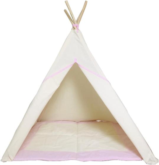 Imagem de Barraca Toca Infantil+Tapete Acolchoado Rosa 135X110X110Cm