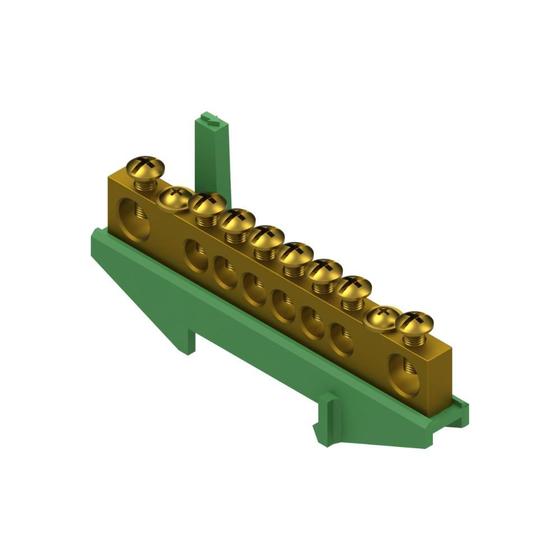Imagem de Barramento Barra Terra com suporte verde para trilho din - BRN01V - BRUM