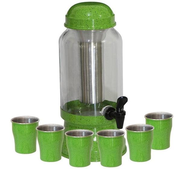 Imagem de Barrica Suqueira 3,2 Lt  Com Copos E Porta Gelo Completa Verde Pigmentado