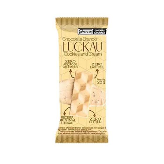 Imagem de Barrinha de chocolate branco com cookies luckau 20g