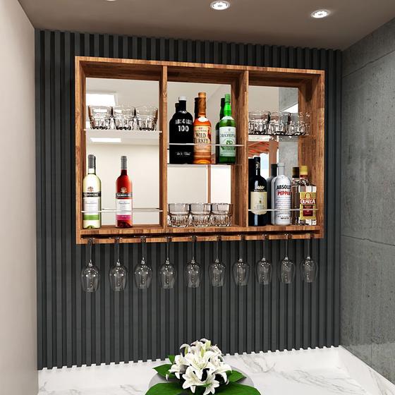 Barzinho Adega Aparador Garrafas Fundo Espelho Porta Copos Vidro Menor preço em Barzinho Adega Aparador Garrafas Fundo Espelho Porta Copos Vidro