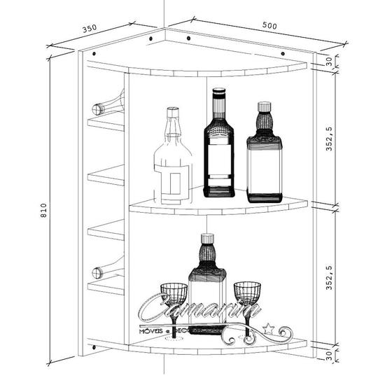 Barzinho de canto com Adega para 5 garrafas - Bar10 Menor preço em Barzinho de canto com Adega para 5 garrafas - Bar10