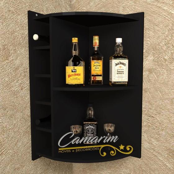 Barzinho de canto com Adega para 5 garrafas - Bar10 PRETO Menor preço em Barzinho de canto com Adega para 5 garrafas - Bar10 PRETO