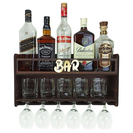 Imagem de Barzinho de Parede Aparador Para Bebidas Para Sala Tema Bar - 49x26 Cor Louro Preto