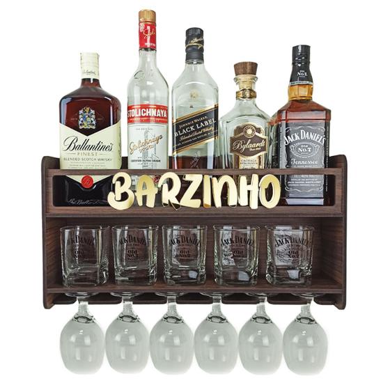 Imagem de Barzinho de Parede Aparador Para Bebidas Para Sala Tema Barzinho - 49x26 Cor Louro Preto