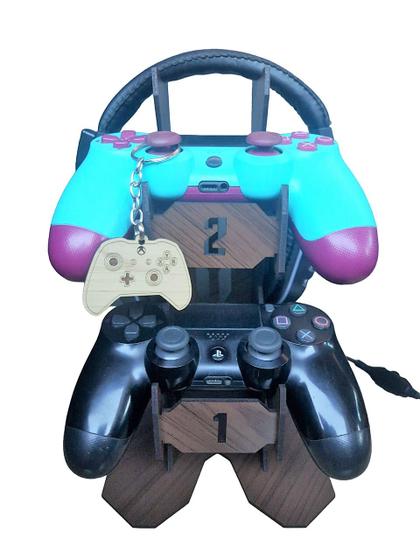 Imagem de Base 2 Controles Headset Headphone  One X + Chaveiro mdf