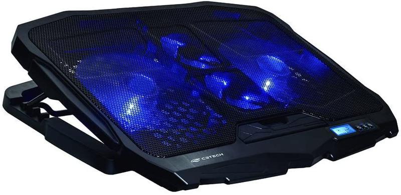 Base apoio suporte para notebook com led azul de 9" a 17,3" Vertical 4 Níveis 2 Portas USB Menor preço em Base apoio suporte para notebook com led azul de 9" a 17,3" Vertical 4 Níveis 2 Portas USB