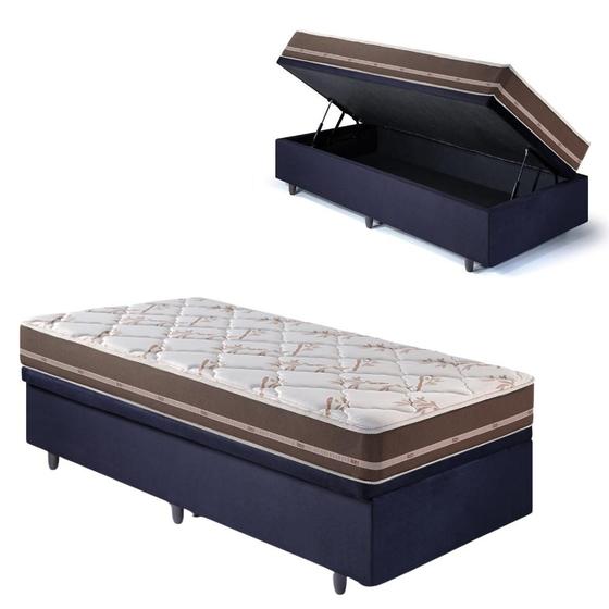 Imagem de Base Box Baú 88x188 Suede Preto com Colchão Classic