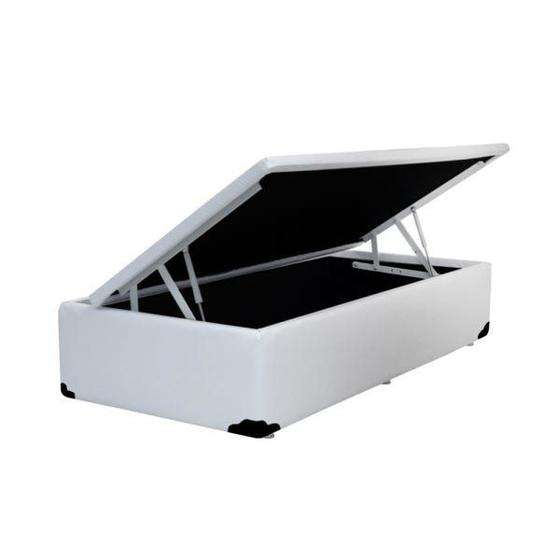 Base Box Baú Blindado Solteirão AColchoes Sintético Branco 41x96x203 Menor preço em Base Box Baú Blindado Solteirão AColchoes Sintético Branco 41x96x203