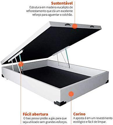 Base Box Baú Casal 1,38x1,88 material sintético Menor preço em Base Box Baú Casal 1,38x1,88 material sintético