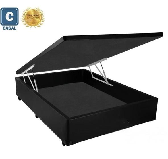 Imagem de Base Box Baú Casal 1Belos Sonhos Poliéster Preto 41x138x188