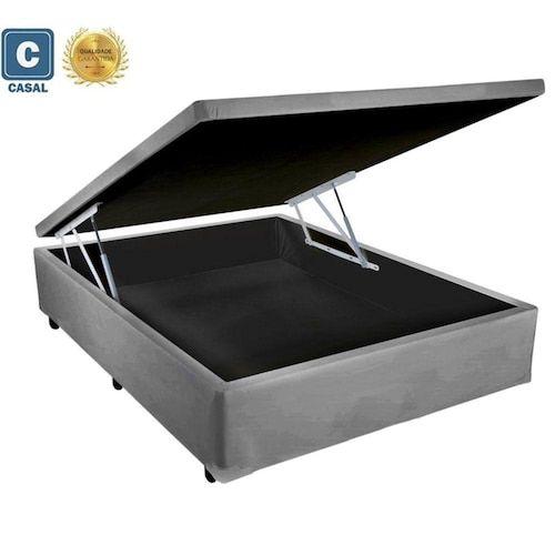 Imagem de Base Box Baú Casal A colchões Sintético Cinza 41x138x188
