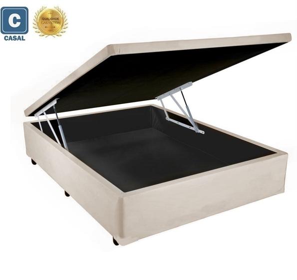 Imagem de Base Box Baú Casal Belos Sonhos Sintético Bege 41x138x188