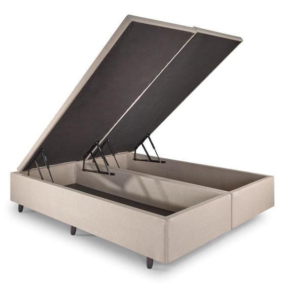 Imagem de Base Box Baú Casal Bipartido 138x188x42cm Linho Bege