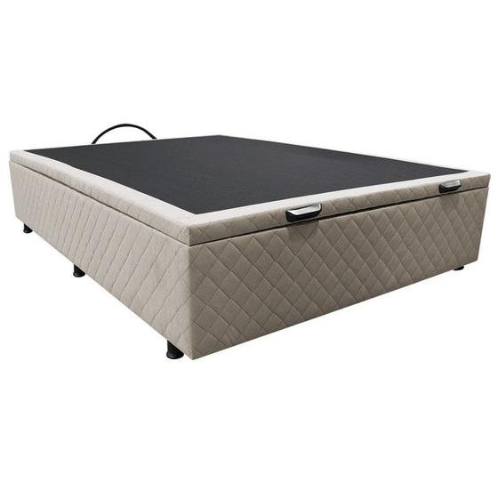 Imagem de Base Box Baú para Cama Viúva 128x188cm Liz S05 Suede Bordado Bege - Mpozenato