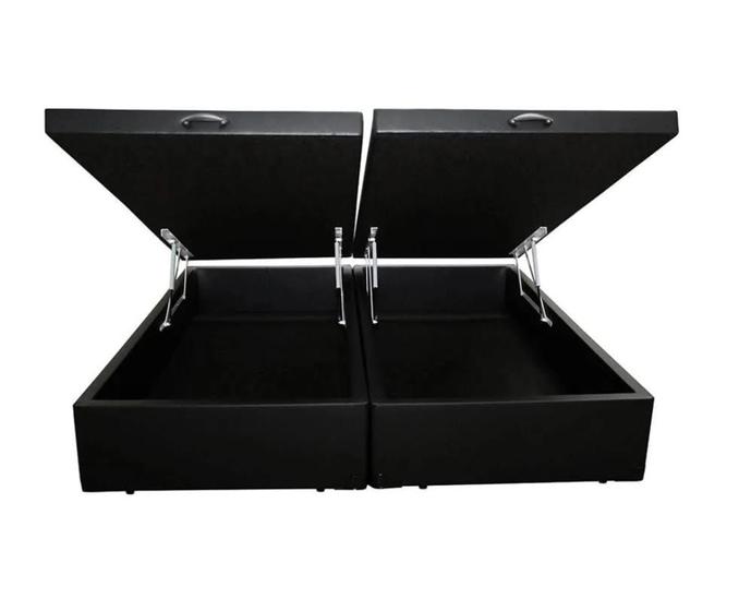 Base Box Bau Queen Bipartido DT Box 42x158x198 Sintetico Preto Base