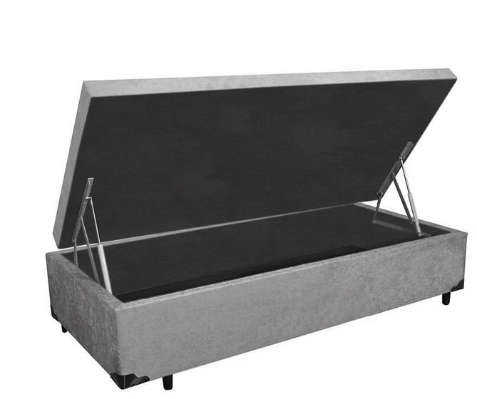 Base Box Baú Solteiro A colchões Suede Cinza 41x88x188 Menor preço em Base Box Baú Solteiro A colchões Suede Cinza 41x88x188