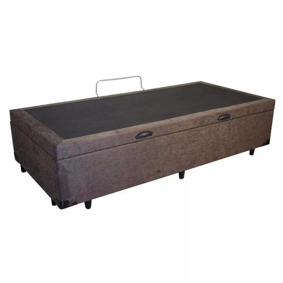 Imagem de Base Box Baú Solteiro Suede Marrom - 45x88x188:Marrom