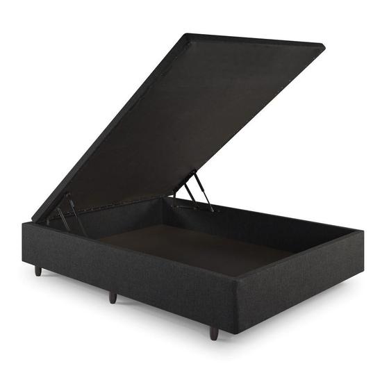 Imagem de Base Box Baú Viúva 128x188x42cm Linho Cinza