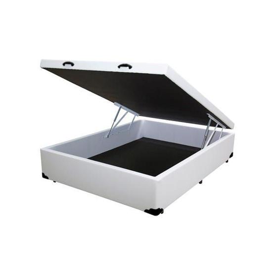 Imagem de Base Box Baú Viúva A colchões Sintético Branco 41x128x188