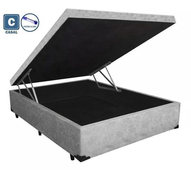 Imagem de Base Box Baú Viúva Belos Sonhos Suede Cinza 49x128x188