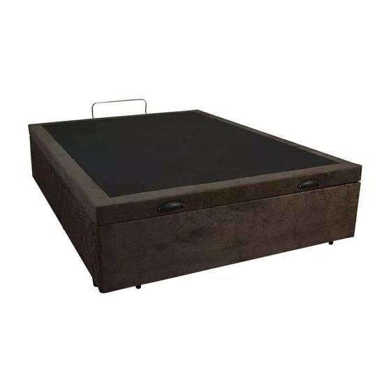 Imagem de Base Box Baú Viúva Santo Box Suede Marrom 47x128x188