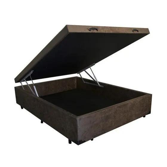 Imagem de Base Box Baú Viúva SP Móveis Suede Marrom - 39x128x188
