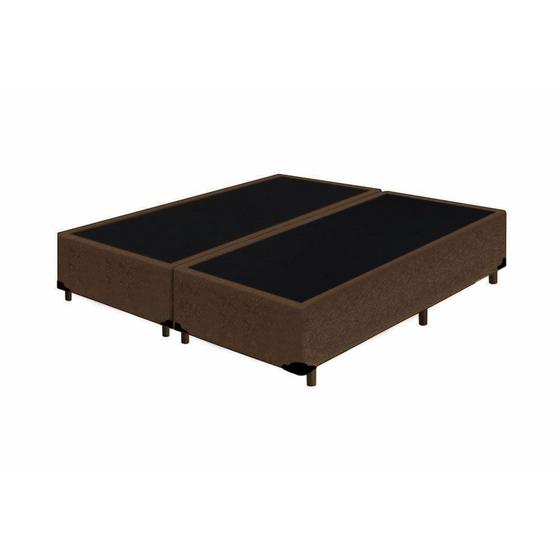 Imagem de Base Box Blindado Casal Bipartido AColchoes Suede Marrom 40x138x188