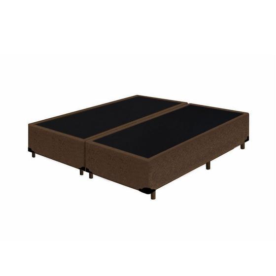 Imagem de Base Box Blindado Casal Bipartido HomeQueen Suede Marrom 40x138x188