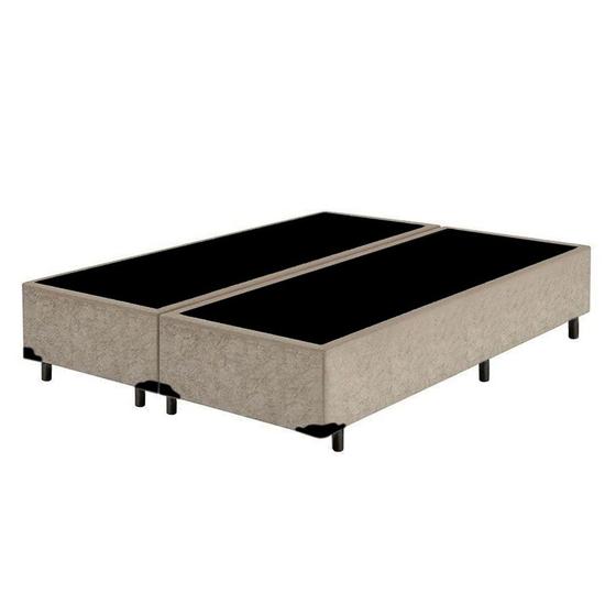 Imagem de Base Box Blindado Queen Bipartido HomeQueen Suede Bege 40x158x198