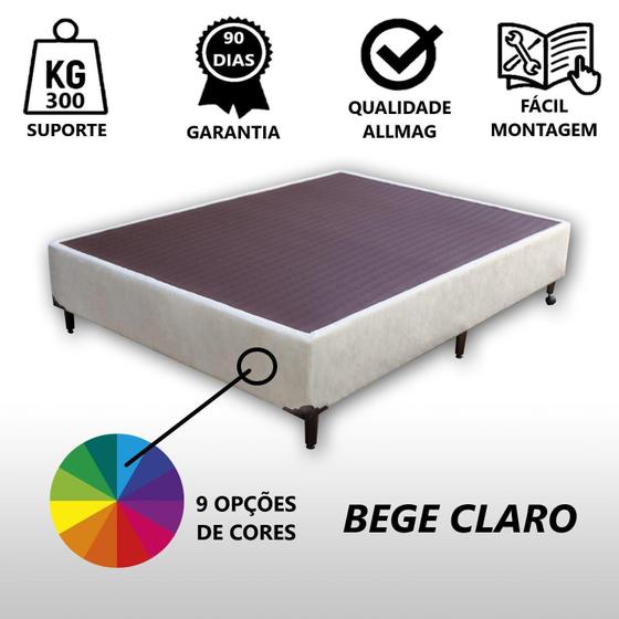 Imagem de Base Box Casal Padrão Suede Liso (1,38 x 1,88 m) Com 37 cm de altura Para Colchão