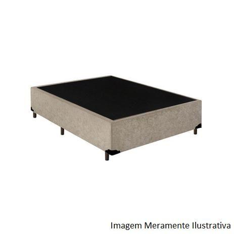 Imagem de Base Box Casal Suede Bordado Bege 138X188X40 Ortofirme