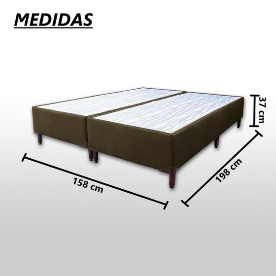 Imagem de Base Box King Bipartido Padrão Suede Liso (1,93 x 2,03 m) Com 37 cm de altura Para Colchão