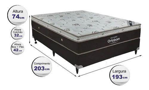 Imagem de Base Box King Blindada Preta + Colchão Sleep King Casal (203x193x74) - Ortobom