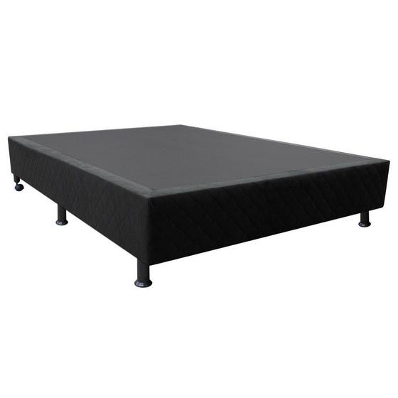 Imagem de Base Box para Cama Casal 138x188cm Liz S05 Suede Bordado Preto - Mpozenato