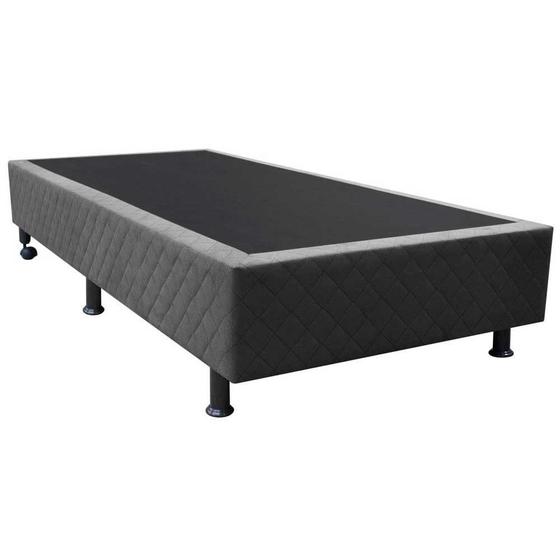 Imagem de Base Box para Cama Solteiro 88x188cm Liz S05 Suede Bordado Cinza - Mpozenato